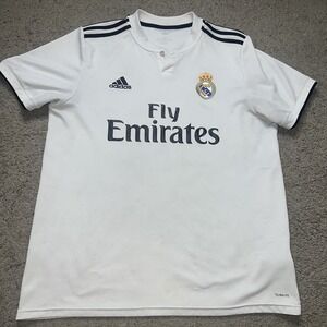 Adidas Real Madrid FC Jersey Men L White 2018/19 Home Football Soccer Climalite